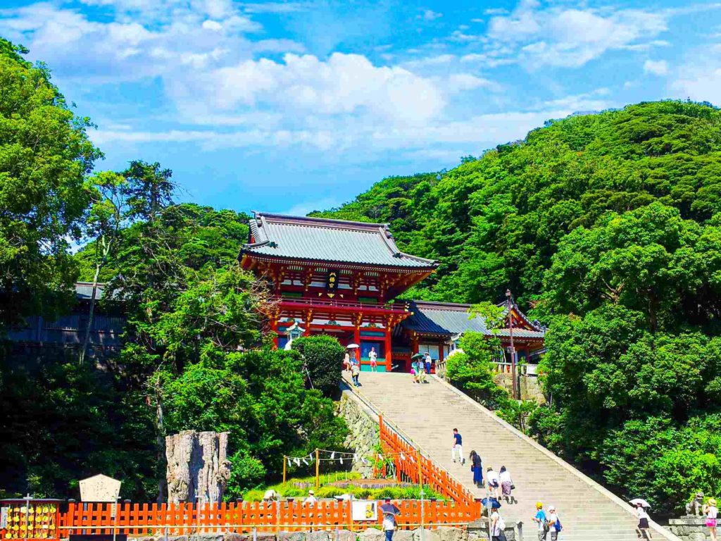 The Tsurugaoka Hachimangū that was established in Kamakura, near Tokyo thanks to the influence of the Minamoto clan.
