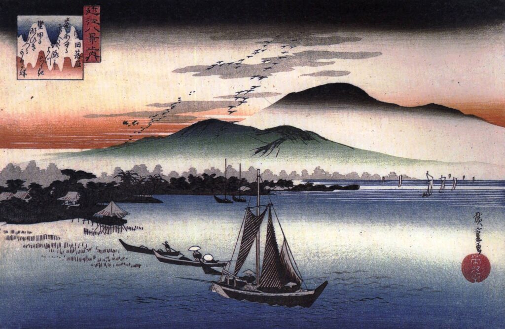 Utagawa Hiroshige painting of Ukimido